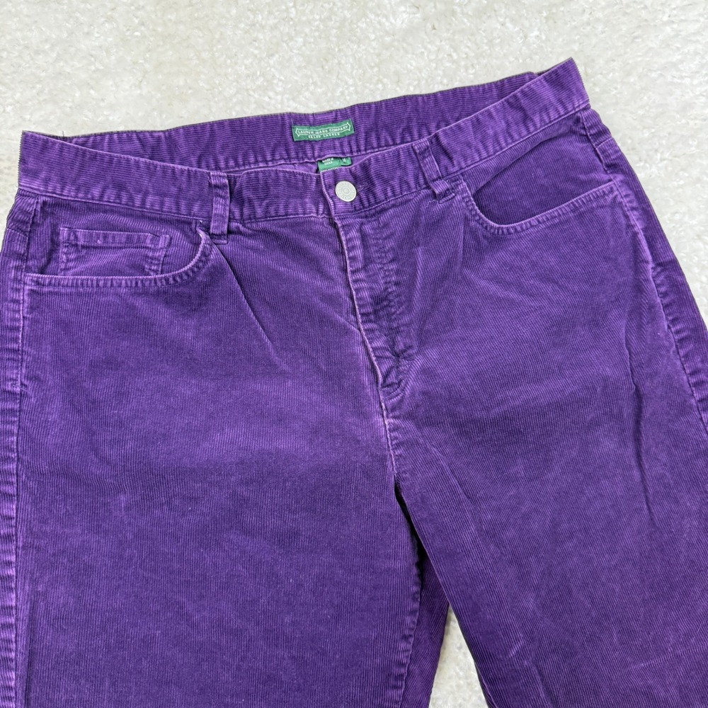 Lauren Ralph Lauren Corduroy Pants Women 14 Purple Classic Straight Leg